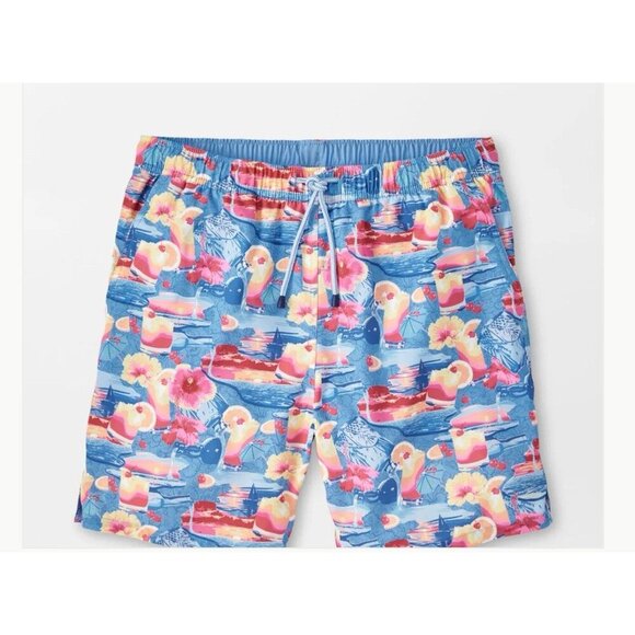 Peter Millar Swim Trunks Crown Tequila Sunrise Print 2XL NWT MSRP $100 - Picture 2 of 9